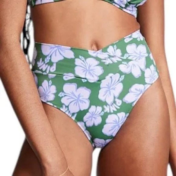 PINK Victoria's Secret Other - Victoria's Secret PINK High Waist V-Front Bikini Bottom Green Floral Small NWT